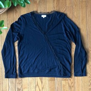 Pablo Long Sleeve Lace V Neck Blouse